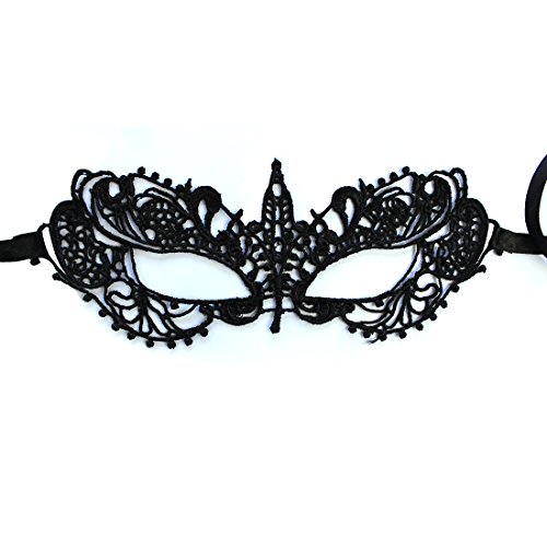 Acheter iEFiEL Masque Vénitien Venise Masque des Yeux Dentelle Noir Carnaval Déguisement (A) chez AMAZON.FR