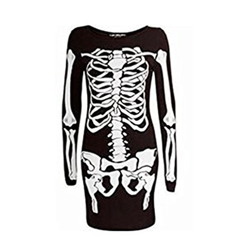 Acheter Femmes Squelette Os Robe Midi Femmes Déguisement Halloween Nuit Robe Moulante Manches Longues - Femme, Noir, M/L chez AMAZON.FR