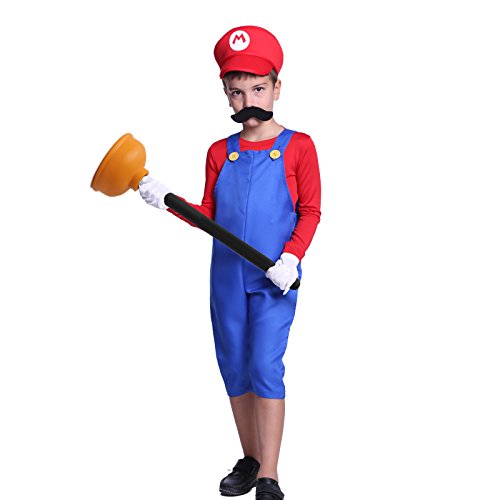 Acheter Costume deguisement Super Garcons enfant Mario Luigi frere bros jeux plombier video halloween rouge vert chez AMAZON.FR