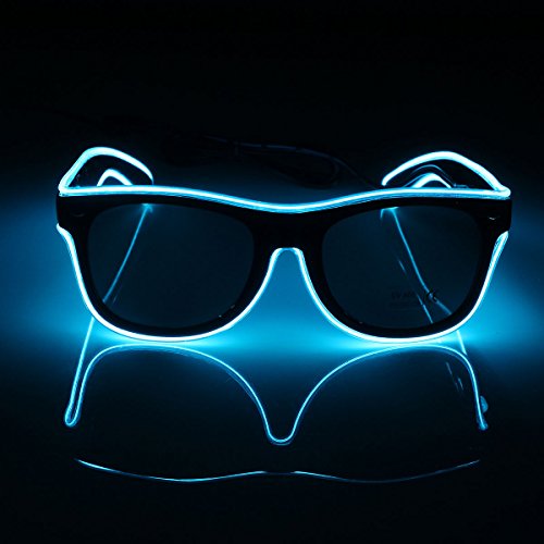 Acheter SOLMORE Lunettes Lumineuse LED EL Fil Néon 3 Mode d'Éclairage avec Boîte de Batterie Décoration Guirlande Spéciale Déguisement de Soirée Mariage Anniversaire Fête Party Disco Bar Noël Halloween Ice Bleu chez AMAZON.FR