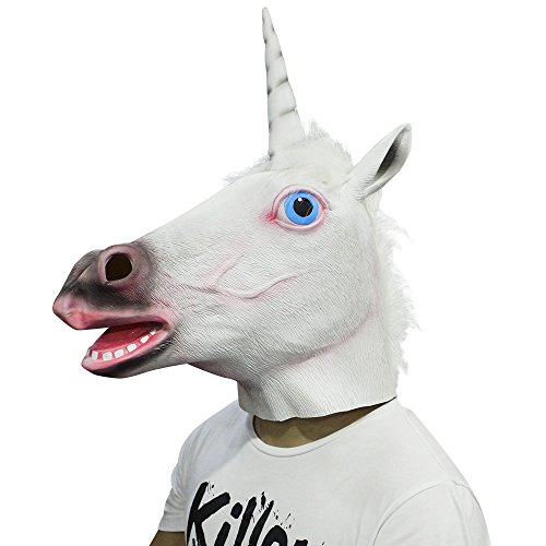 Acheter Cusfull Masque de Déguisement en Latex Tête de Licorne Unicorne pour Halloween Noël chez AMAZON.FR