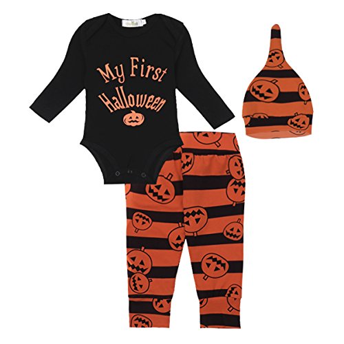 Acheter IEFIEL Bébé Filles Garçons Costume Halloween Citrouille Barboteuse Tops à Manches Longues + Leggings Bonnet Vêtements Déguisement Tenues 0 Mois - 5 Ans Orange Bonnet 9-12 Mois chez AMAZON.FR