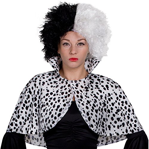 Acheter Déguisement de la femme cruelle avec les dalmatiens avec cette cape couvre épaule + une perruque noire et blanche pour adulte. Ideal pour les enterrements de vie de jeune fille. ( Standard ) chez AMAZON.FR