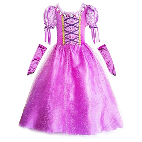 Acheter GenialES Fille Costume Deguisement de Princesse Robe Longue Violet pour Mariage Soiree Parti Cosplay Carnaval Halloween pour Enfant Fille 2-8 ans chez AMAZON.FR