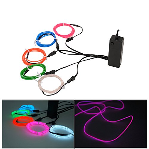 Acheter Xcellent Global Lot de 5 Néons El Wire, Fil Lumineux Électroluminescent Stroboscopique Clignotant + 3 Modes avec Capteur de Son et Alimentation par Piles pour Festival Burning Man, Fêtes Déguisées, Décoration de Bar, Intérieur et Extérieur - Vert, Bleu, Blanc, Orange, Rose LD096 chez AMAZON.FR