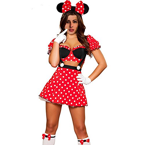 Acheter Fashion Reine Halloween déguisement de Souris pour femme sexy à pois en haut sangle + Jupe courte avec bandeau chez AMAZON.FR