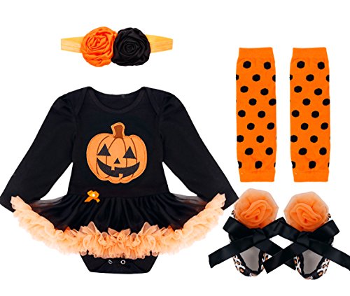 Acheter Alvivi Deguisement Halloween Citrouille 4PCS Bébé Unisexe Garçon Fille Manches Longues Tutu Bodys Romper + Bandeau +Leg Warmers + Chaussures 0-12 Mois A Orange 9-12 Mois chez AMAZON.FR