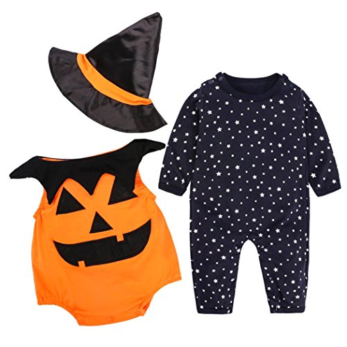 Acheter QinMM Halloween Tenues Costume Ensemble Nouveau-né Infantile Bébé Garçon Filles, Star Étoiles Citrouille Citrouille Barboteuse (6M, Noir) chez AMAZON.FR