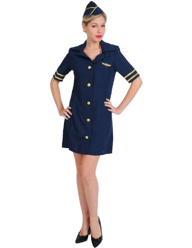 Acheter Déguisement Femme Costume Hôtesse de l'Air Bleu Sexy Small chez AMAZON.FR