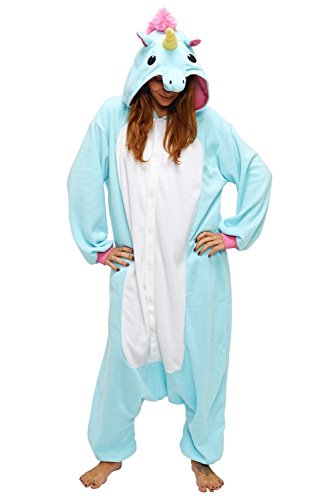 Acheter Deguisement Combinaison - JLTPH Licorne Pyjama Adulte Enfant Unisexe Animaux Cosplay Costume Kigurumi Halloween Onesie - bleu - S chez AMAZON.FR