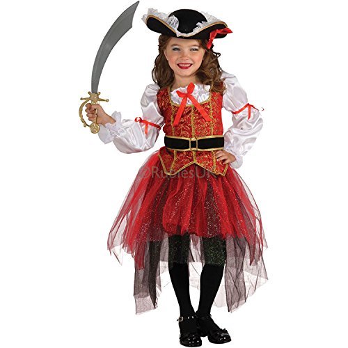 Acheter iEFiEL Costume Carnaval Déguisement Pirate 4pcs Ensemble Chapeau + Veste + Jupe + Ceinture Enfant Fille 2-10 A (5-6 Ans, Rouge) chez AMAZON.FR