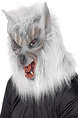 Acheter Smiffys 25564 Déguisement Homme Masque de Loup Tête Complète Latex, Gris, Taille Unique chez AMAZON.FR