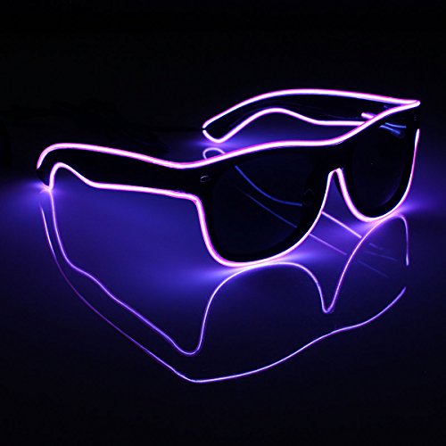 Acheter SOLMORE Lunettes Lumineuse LED EL Fil Néon 3 Mode d’Éclairage avec Contrôle Vocal Boîte de Batterie Décoration Guirlande Spéciale Déguisement de Soirée Mariage Anniversaire Fête Party Disco Bar Noël Halloween Violet chez AMAZON.FR