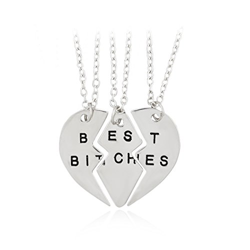 Acheter Jane Stone 3 PCs Collier d'Amitie Forever Pendentif Coeur Briser Best Bitches Couleur Argent Femme Bijoux Tendance chez AMAZON.FR