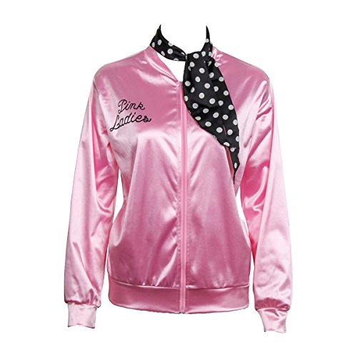 Acheter Déguisement Femme Blouson gilet Veste Jacket Pink Graisse Fancy Dress Ladies avec foulard années 50s Halloween Costume de fantaisie, Rose (X-Large) chez AMAZON.FR