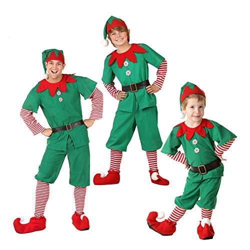 Acheter LSERVER Costumes de Noël Costume de Lutin de Noël Enfant Cosplay Vêtement Déguisement Parent-Enfant Adulte, Garçon, 5-6 Ans / 120 chez AMAZON.FR