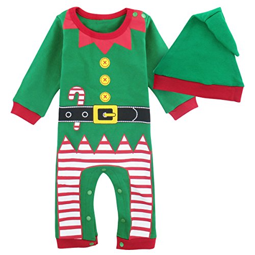 Acheter Mombebe Déguisement Elfe Bébé Garçons Noël Costume Barboteuse Combinaison avec Chapeau (6-9 Mois, Elfe De Noël) chez AMAZON.FR