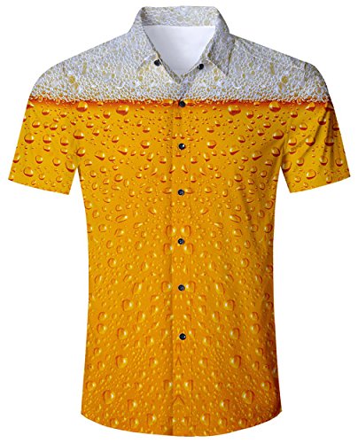 Acheter Goodstoworld Beach Shirt Hommes Manches Courtes Cerf Hawaïen Jungle Jaune Chemise De Déguisement pour Hawaii Vacances Bière Or L chez AMAZON.FR