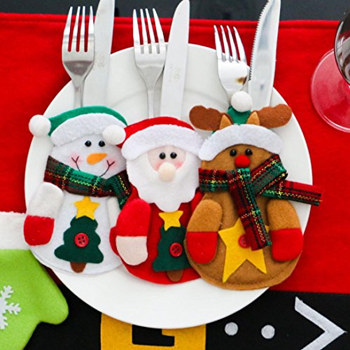 Acheter Decoration de table Noel Vaisselle Cartoon, Koly Xmas Housse Poche Porte-couverts deguisement de Père Noël Fourchette cuillère Argentware poche décor de Noël chez AMAZON.FR