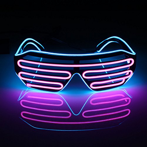 Acheter SOLMORE Lunettes Lumineuse LED EL Fil Néon 3 Mode d’Éclairage avec Boîte de Batterie Décoration Guirlande Spéciale Déguisement de Soirée Mariage Anniversaire Fête Party Disco Bar Noël Halloween Cadre Bleu + Surface Rose chez AMAZON.FR