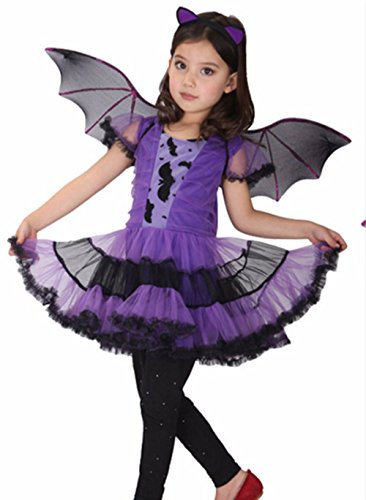 Acheter IEFIEL Déguisement Carnaval Chauve-Souris Robe + Serré-tête + L' Ailes Enfant Filles 4-8 Ans Violet 4-5 Ans chez AMAZON.FR