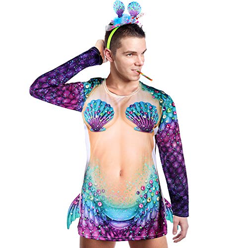 Acheter JF Costume de sirène adulte mens unisexe nouveauté pom-pom girl homme déguisement pour adulte gay fierté Bachelor party carnaval - Multicolor - Taille unique chez AMAZON.FR