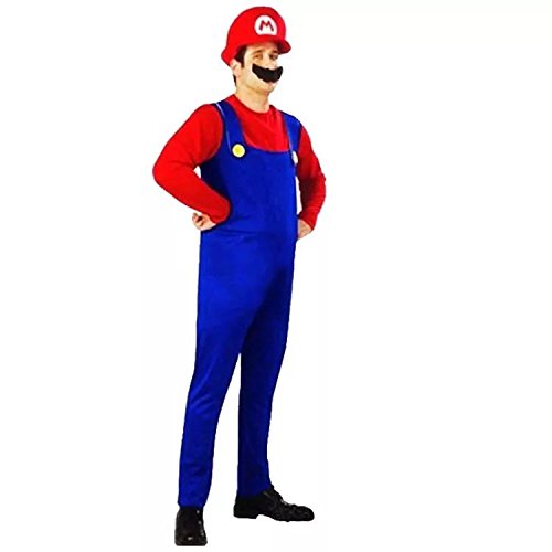 Acheter thematys® Super Mario Luigi Chapeau + Pantalon + Barbe - Ensemble de Costumes pour Adultes - Parfait pour Carnaval & Cosplay (M, Hauteur 165-175cm) chez AMAZON.FR