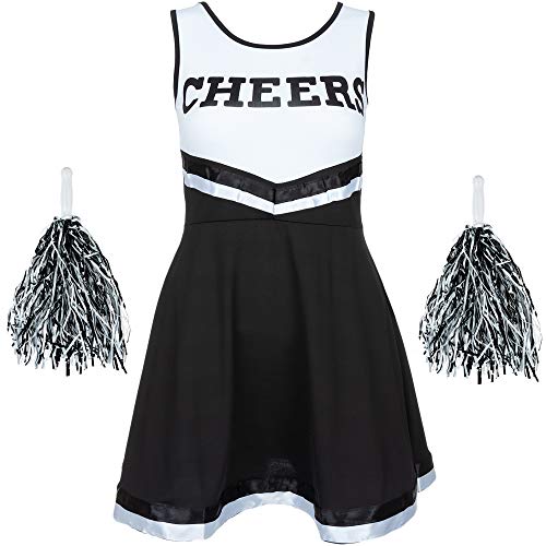 Acheter Redstar Fancy Dress - Déguisement de Pom-Pom Girl pour Femme - Uniforme avec Pompons - Halloween - Noir - S chez AMAZON.FR