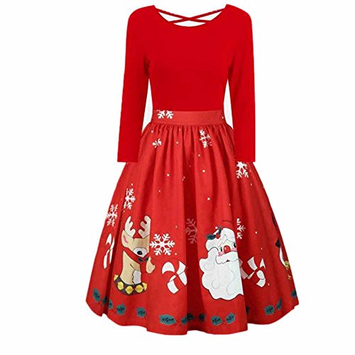 Acheter Femmes Robes Noël Citrouille Noël Imprimé Vintage Manches Longues A - Ligne avec Ceinture Vêtements Deguisement Halloween Noël Femme Robe de Cocktail(,Noël-H-Rouge) chez AMAZON.FR