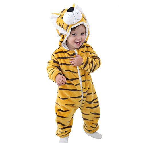 Acheter GWELL Animal Pyjama Bébé Fille Garçons Combinaison Enfant Hiver Chaud Déguisements Noël Halloween Fêtê Tigre Jaune 90 chez AMAZON.FR