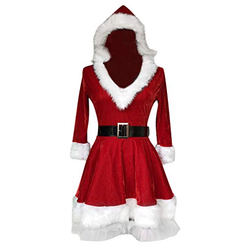 Acheter POachers Robe Pull Femme，Robe de Noel，Mère Noël Déguisement Manches Longues Fantaisie Robe Rouge Déguisement Costume de Père Noël Danse Clubwear Mini Robe chez AMAZON.FR