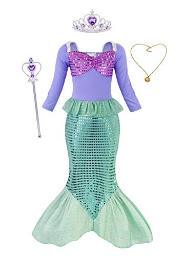 Acheter AmzBarley Filles La Petite Sirène Robe Princesse Ariel Costume Les Enfants Déguisement de Sirène Queue de Poisson Soirée Longue Fête Costumée Cosplay Anniversaire Halloween Carnaval chez AMAZON.FR