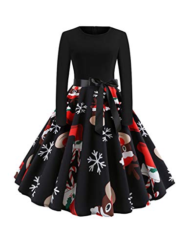 Feelingirl Femme Robe Fille Noel Robes Noel Fille Robe Imprime Noel Robe Noel Sapin Robe De Mere Noel Robe Dentelle Noel Robe Longue Pour Noel Robe Bal Noel Grosse Deguise Moi