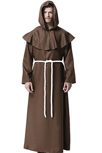 Acheter dream cosplay Robes Prêtre Friar Encapuchonné Médiéval Moine Renaissance Costume Cosplay (Marron, XX-Large) chez AMAZON.FR