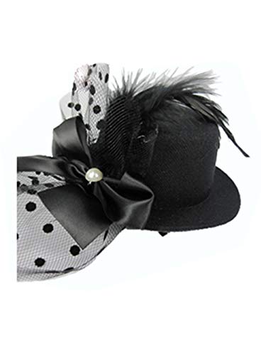 Acheter Black Sugar Mini Bibi Petit Chapeau Décoration Bijoux Cheveux Mariage Cérémonie Paillettes Rubans Gothique Lolita Rétro Médiéval voilette Fixation Barrettes Déguisement (Voilette noir perle) chez AMAZON.FR