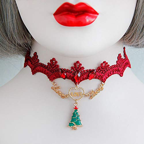 Acheter Deguisement Noël Collier Femmes, Deesos Dentelle Rouge Tour de cou Arbre de noel Pendentif Accessoires du vêtement pour Hallowen Noël Costume chez AMAZON.FR