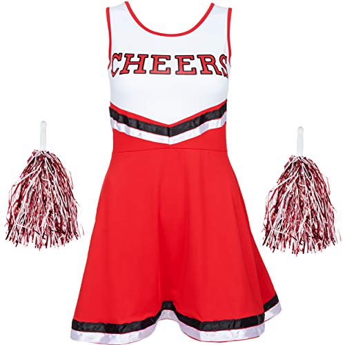 Acheter Redstar Fancy Dress - Déguisement de Pom-Pom Girl pour Femme - Uniforme avec Pompons - Halloween - Rouge - S chez AMAZON.FR