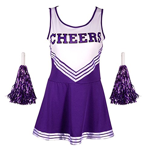 Acheter Femme Costume de Cheerleader High School Uniforme de Pom-Pom Girl Musical Déguisement Halloween Carnaval Robe Costume 4 Couleurs S - XL chez AMAZON.FR