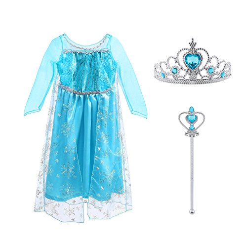 Acheter Vicloon Reine des Neiges Elsa Princesse Robe/Deguisement de La Belle et La Bête/Cape à Capuche Costume pour Cosplay Mariage Carnaval Fête d'anniversaire - 5 Costumes Différents à Choisir,Bleu,110cm chez AMAZON.FR