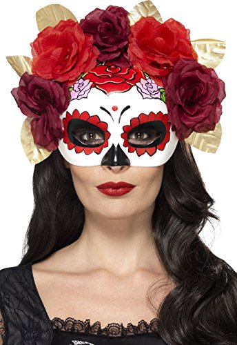 Acheter Smiffys 44883 Déguisement Femme Masque Jour des Morts, Rouge, Taille Unique chez AMAZON.FR