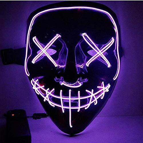 Acheter Kaliwa Masque LED Halloween Purge Masques élection en Lumière LED Masque pour Halloween Festival Cosplay Costume Décorations de Fête, Alimenté par Batterie chez AMAZON.FR