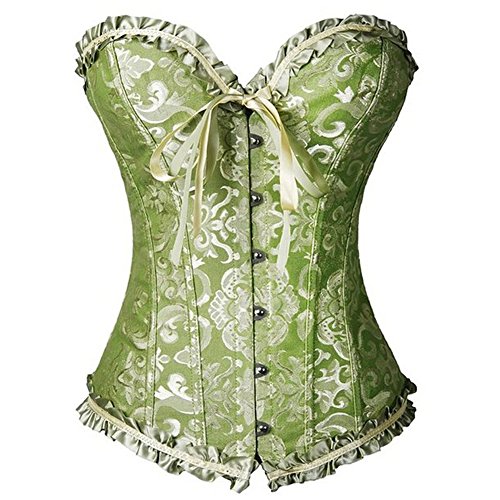 Acheter FeelinGirl Corset Femme Bustier Grande Taille Serrée Minceur Ventre Plat Lycra Jacquard Lacets Dentelle Gothique Sexy Serre - Vert Claire - M=(EU36) chez AMAZON.FR