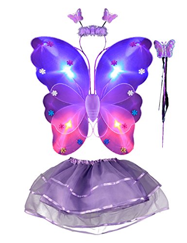 Acheter THEE LED Ailes de Papillon 4pcs Costume de Papillon Lumineux pour Filles Déguisement chez AMAZON.FR