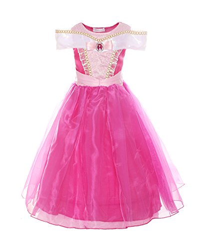 Acheter ReliBeauty Fille–Robe d’Aurore pour enfant Costume de La Belle au Bois Dormant Tenue cosplay Halloween Déguisement en tulle pour carnaval ou fête, Rose ardent, 4-5 ans (110) chez AMAZON.FR