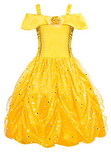 Acheter AmzBarley Filles Princesse Belle Costume Robe de Soirée Les Enfants Belle et La Bête Cosplay Déguisement Partie Costumée Fête Anniversaire Halloween Carnaval S'habiller chez AMAZON.FR