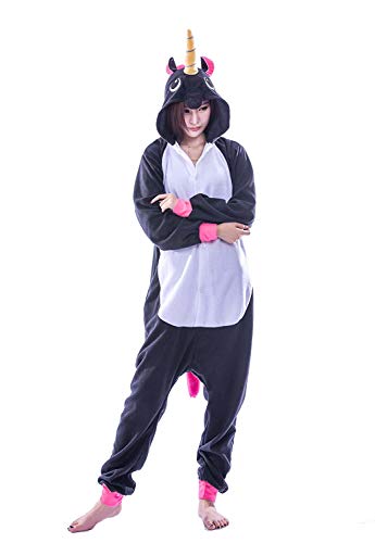 Acheter Licorne Adulte Flanelle Pyjama Combinaison Animaux Unicorn, Noir Unicorn, XL fit for Height 175-185CM (68.8Inch-72.8Inch) chez AMAZON.FR