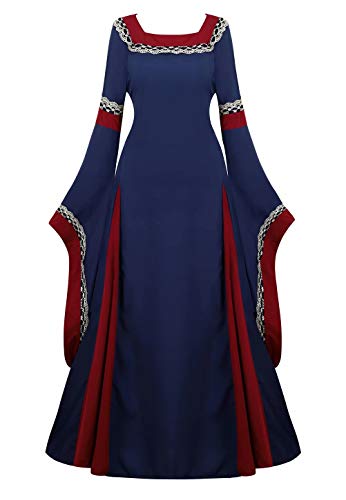 Acheter Josamogre Robes Déguisements Médiévale Renaissance Parti Costume Vintage Halloween Gothique Femmes Cosplay Bleu foncé L chez AMAZON.FR