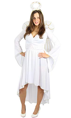 Acheter FOXXEO Costume d'ange Blanc pour Dames avec Ailes et auréole pour crèche de Carnaval, Taille : XXL chez AMAZON.FR