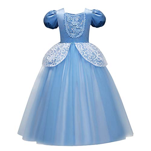 Acheter IWEMEK Filles Princesse Costume de Cendrillon Enfants Robe De Carnaval Déguisements Manches Courtes Bouffante Cosplay Halloween Noël Robe de Soirée Photographie Cérémonie Anniversaire 6-7 Ans chez AMAZON.FR