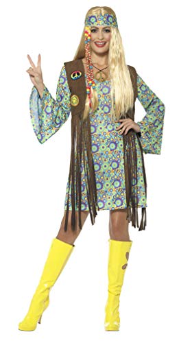 Acheter Smiffys Costume femme hippie années 60, multicolore, avec robe, gilet, medaillon et band chez AMAZON.FR